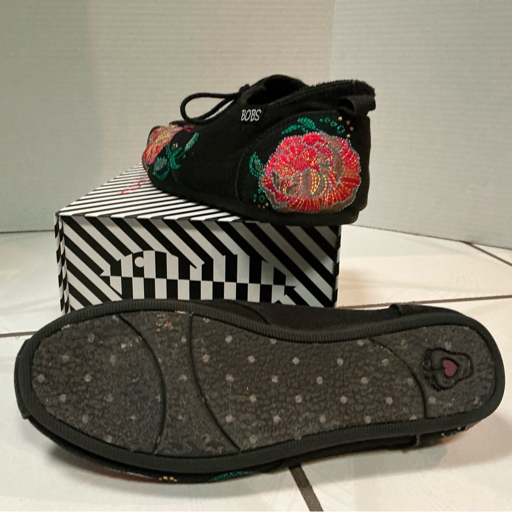 BOBS Floral Embroidered Memory Foam Shoes
